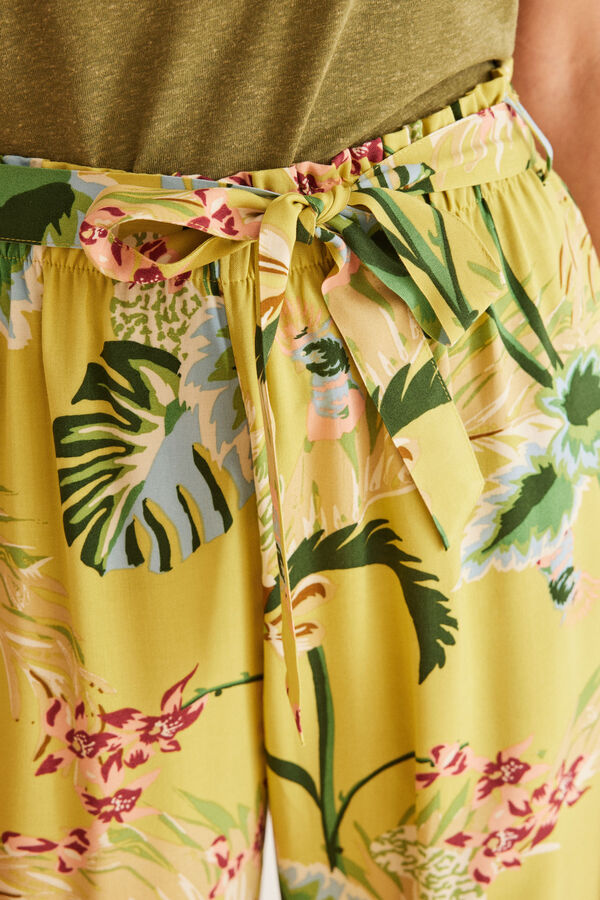 Womensecret Pantalón largo fluido floral estampado