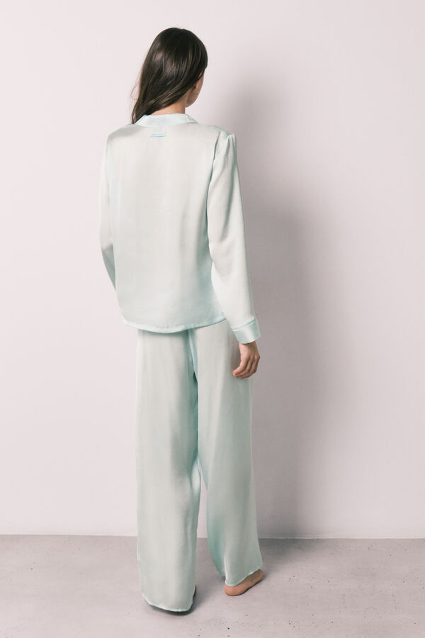 Women'secret Pijama camisera larga de sat&eacute;n verde verde