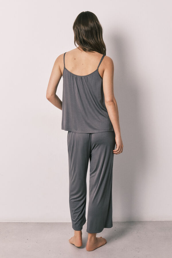 Women'secret Pijama larga de tirantes gris gris