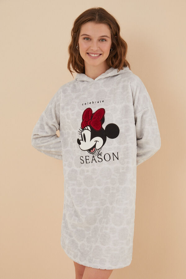 Womensecret Camisón con forro y capucha 3D Minnie Mouse gris