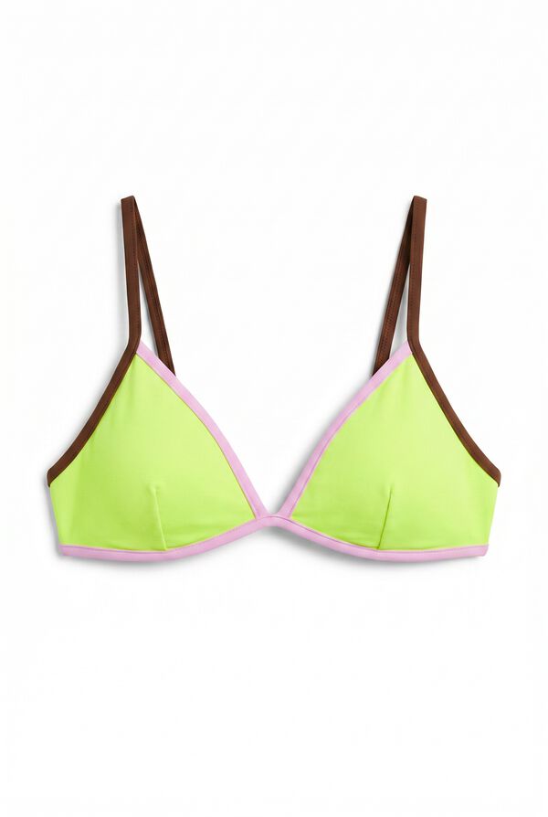 HI&BYE Top bikini triangular fijo amarillo estampado
