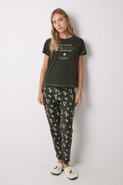 Womensecret Pijama larga manga corta Mickey & Minnie kaki