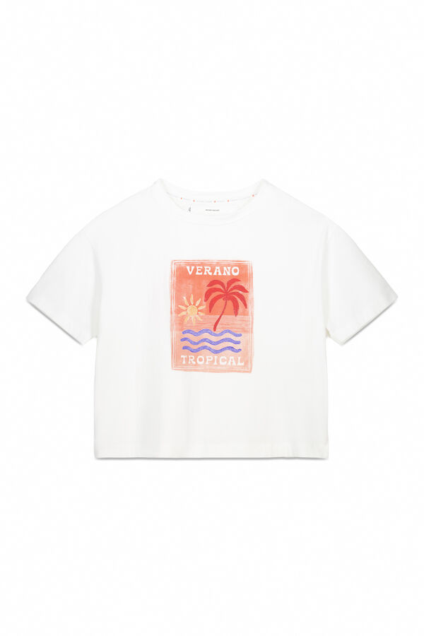 Womensecret Playera boxy 100% algodón blanca marfil