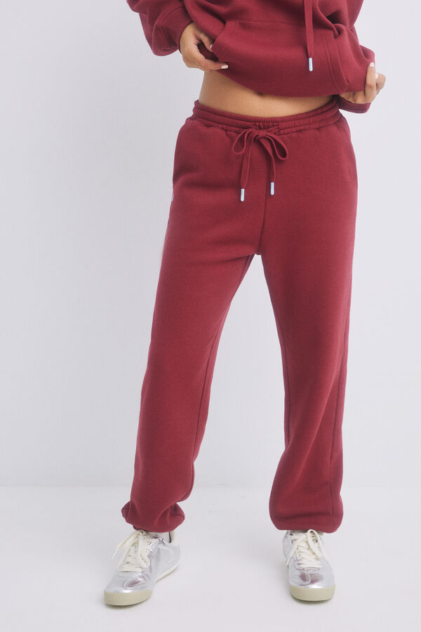 Womensecret Pantalón jogger felpa rojo rojo