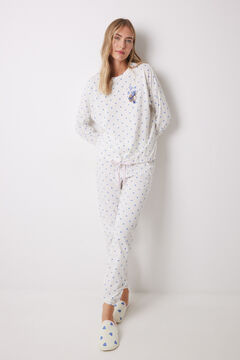 Womensecret Pijama larga 100% algodón corazones blanco