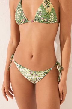 Womensecret Panty bikini clásico print tropical reversible verde