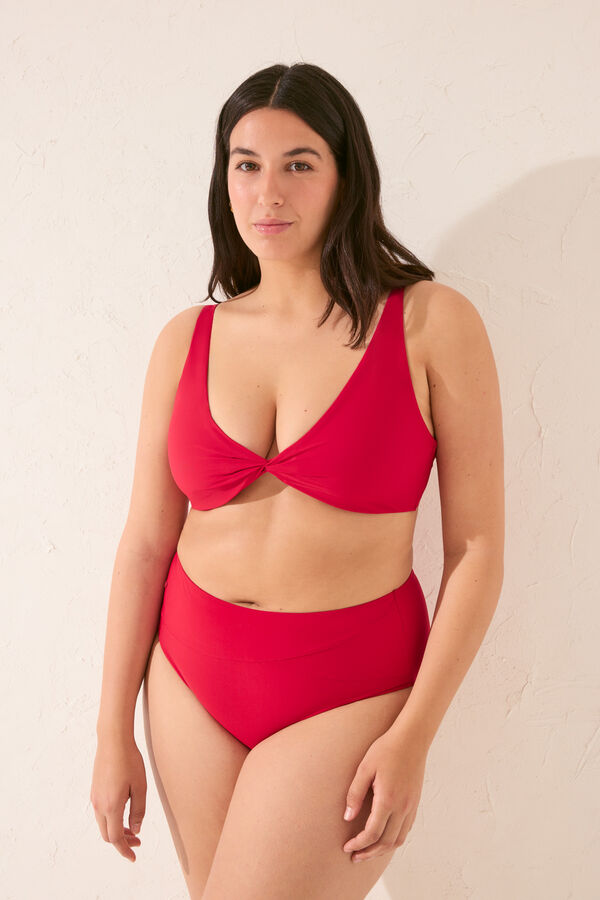 Womensecret Top de bikini con cuello halter y capacidad roja rojo