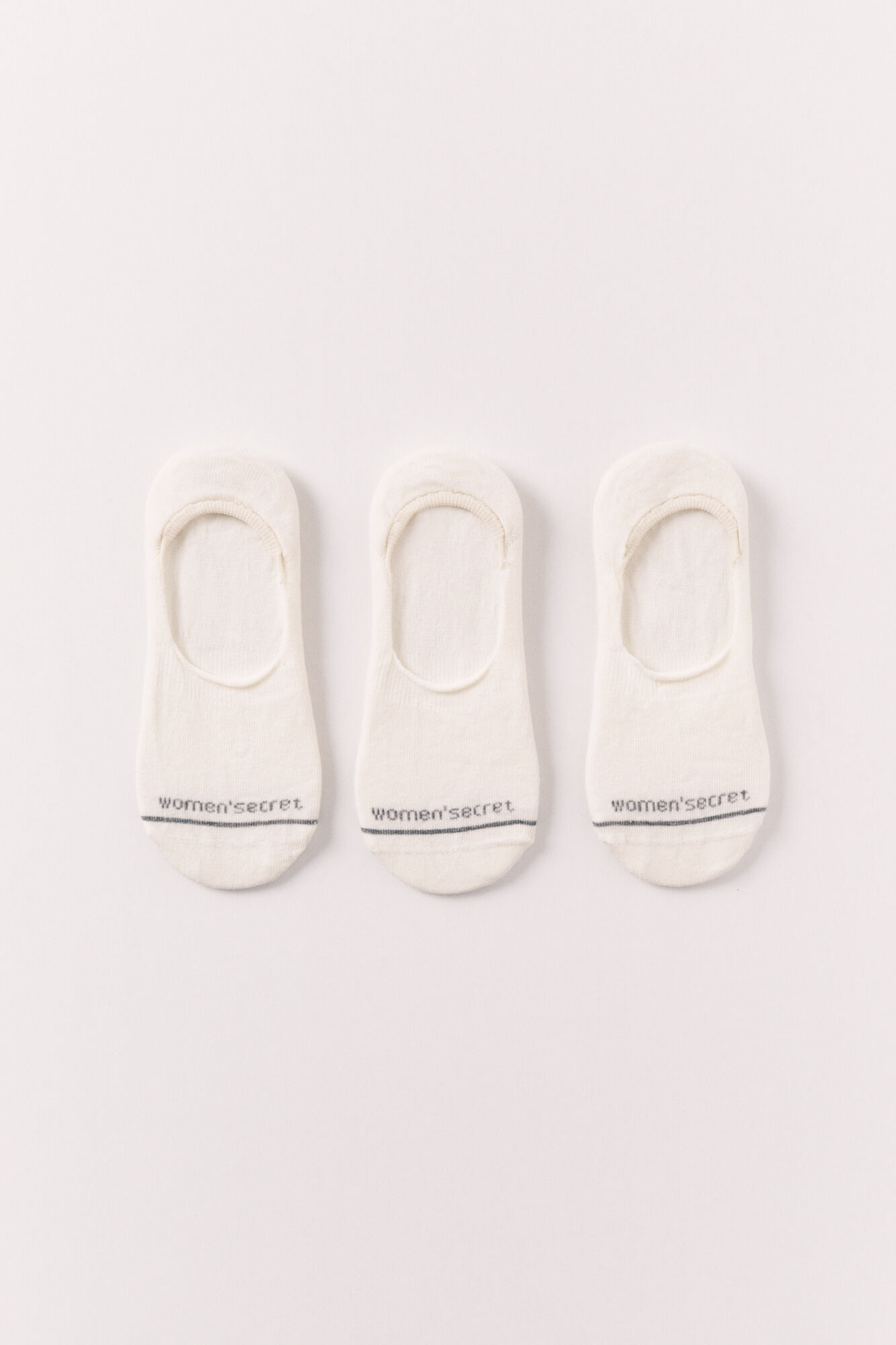 Women'secret Pack 3 calcetines invisibles con logo blancos