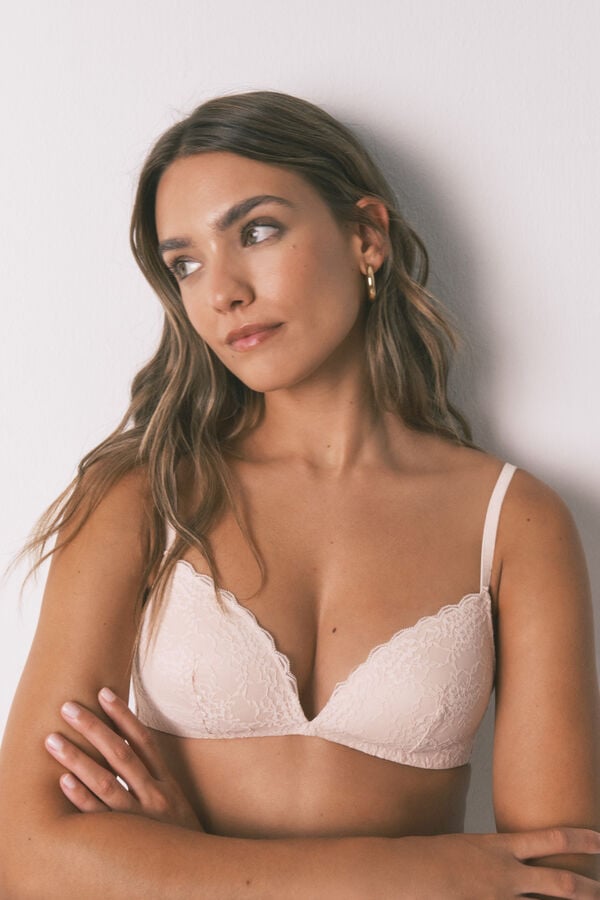 Women'secret LOVELY brasier triangular de encaje rosa rosa