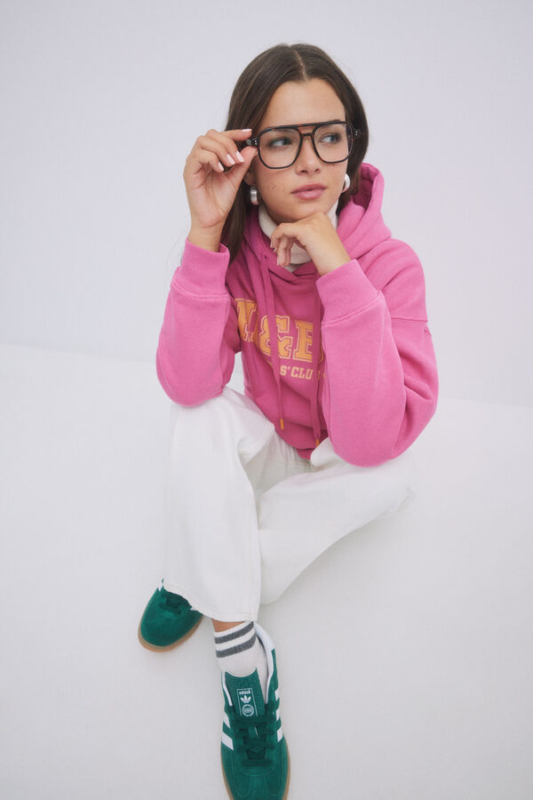 Womensecret Sudadera capucha felpa rosa logo rosa