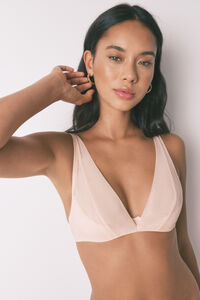 Women'secret Brasier cuello halter de tul rosa con cierre especial 