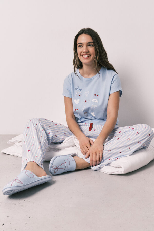 Women'secret Pijama larga manga corta de algod&oacute;n Mickey azul