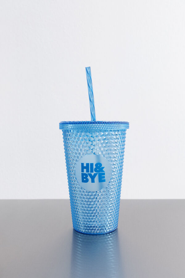 Womensecret Vaso de plástico azul mediano con pajita integrada azul