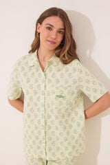 Womensecret Pijama corta de algodón con estampado paisley verde estampado