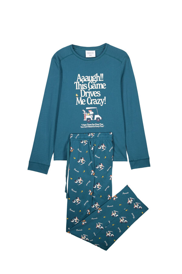 Women'secret Pijama larga de algod&oacute;n Snoopy azul azul