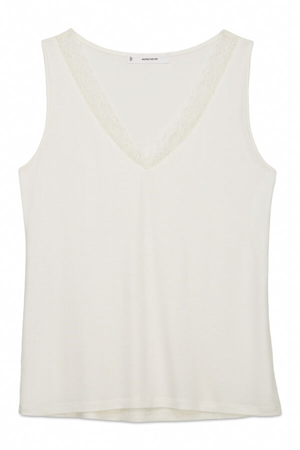 Women'secret Playera extra suave de tejido beige marfil