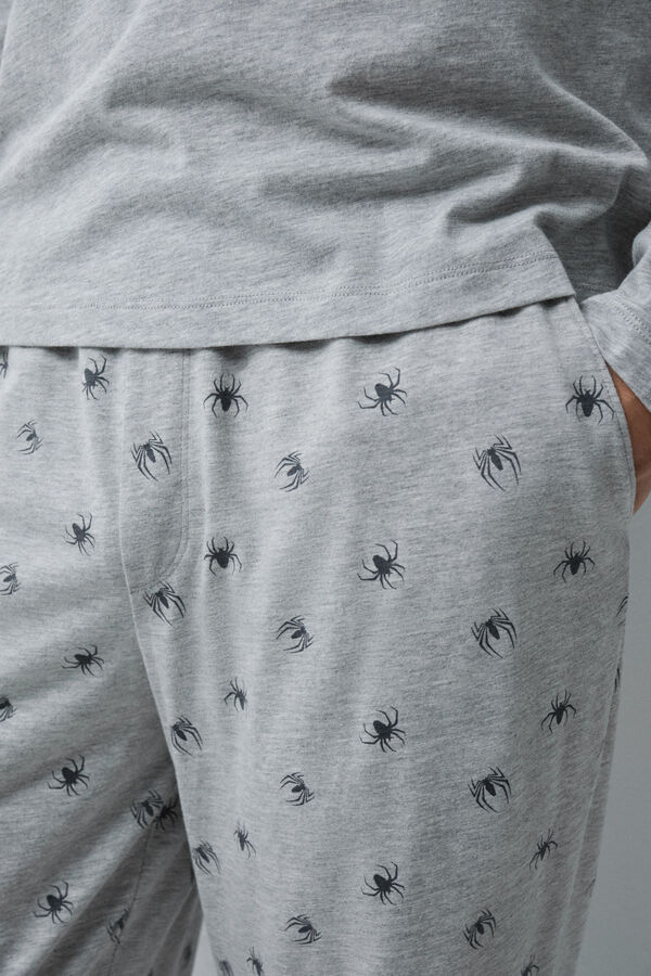 Women'secret Pijama larga de algod&oacute;n Spiderman gris