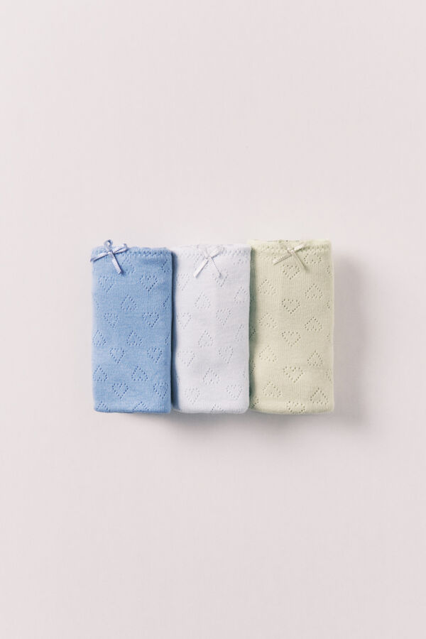 Women'secret Pack 3 panties cl&aacute;sicas de algod&oacute;n con corazones blanco
