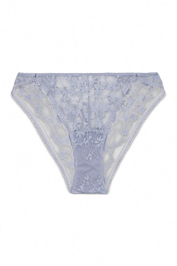 Women'secret Panty clásica de encaje de lurex azul azul