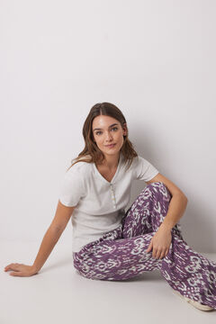 Womensecret Playera manga corta canalé gris gris