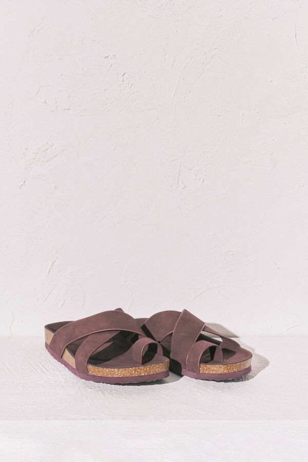 Women'secret Sandalias bio de tiras cruzadas granate p&uacute;rpura