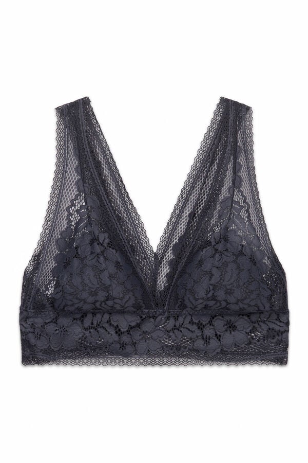 Women'secret Sujetador bralette triangular encaje gris gris