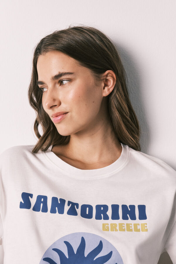 Women'secret Pijama larga de algod&oacute;n Santorini estampado