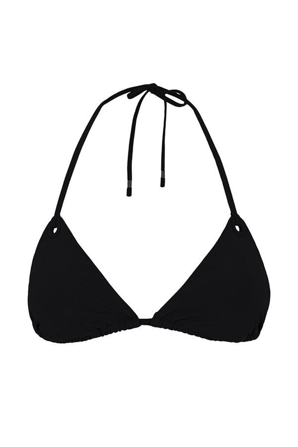 Womensecret Top de bikini triangular con cortina negra negro