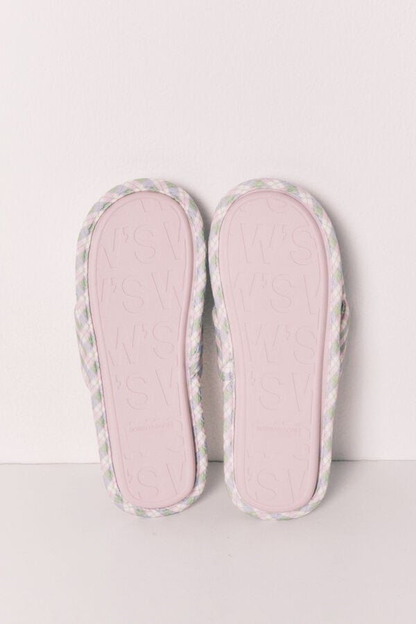 Women'secret Zapatillas de casa con nudo a cuadros rosa
