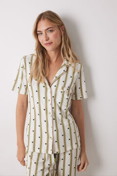 Womensecret Pijama camisera de rayas de Mickey Mouse estampado
