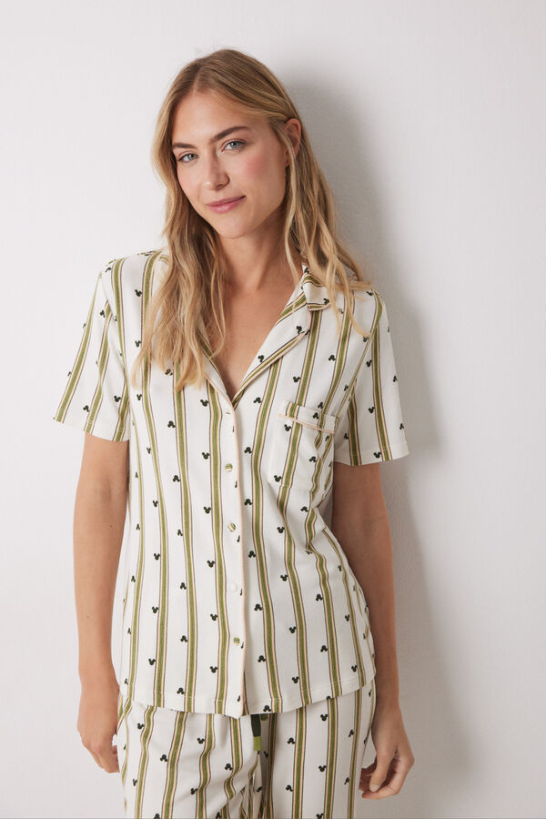Womensecret Pijama camisera de rayas de Mickey Mouse estampado
