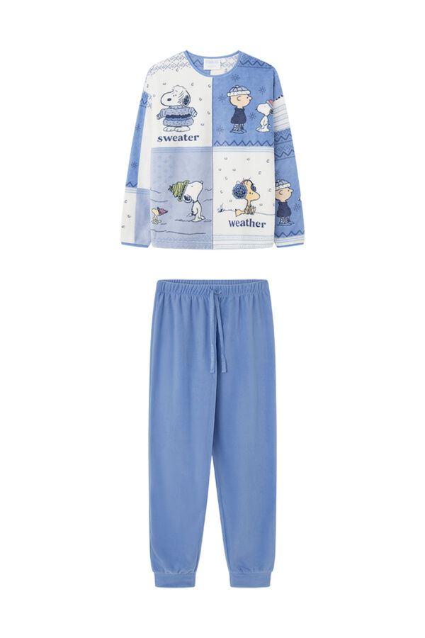Womensecret Pijama polar Snoopy azul estampado