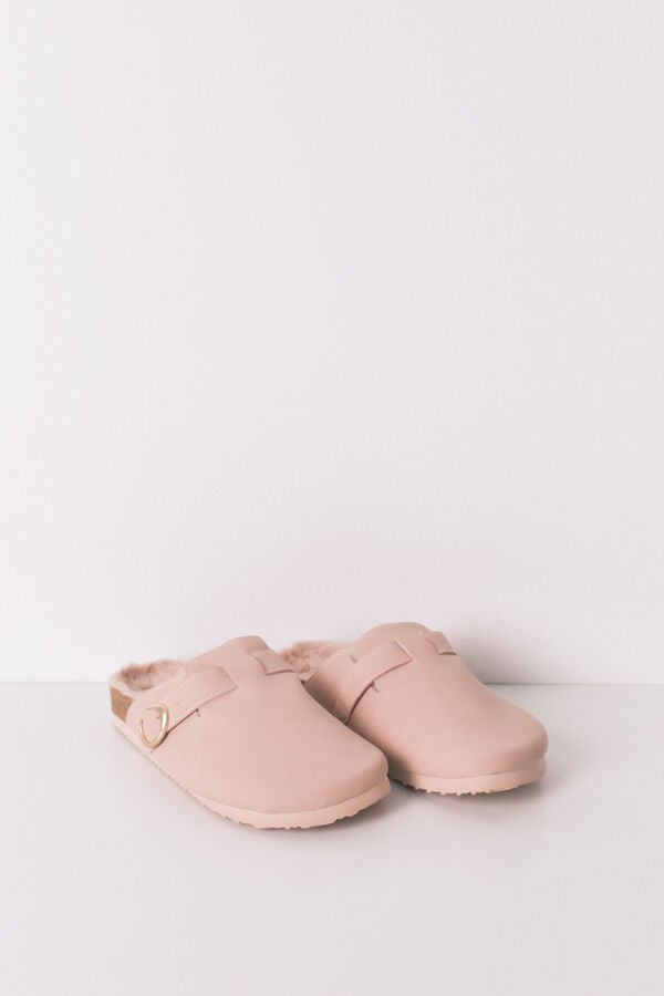 Women'secret Pantuflas para casa de piel rosa rosa