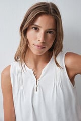 Women'secret Playera sin mangas de algod&oacute;n blanco blanco