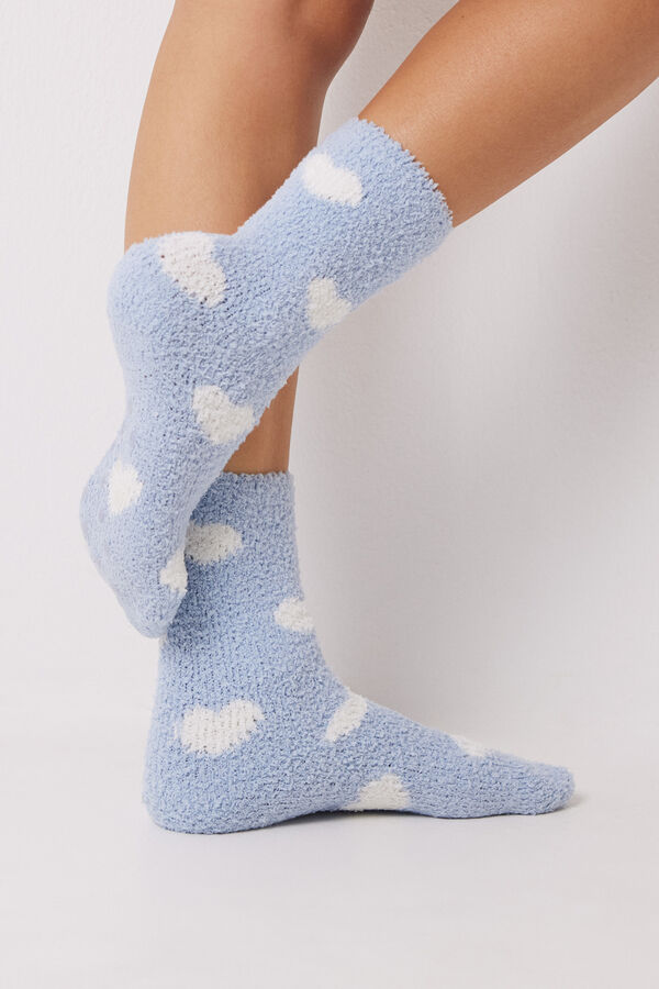 Womensecret Calcetines pelo azul corazones azul