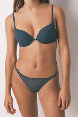 Women'secret Panty clásica de tiras de encaje verde verde