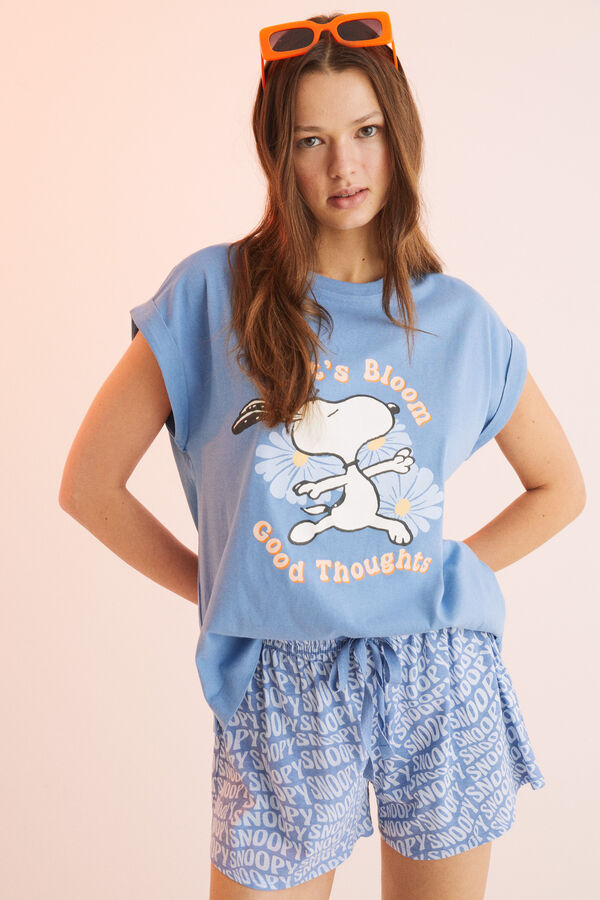 Womensecret Pijama corta 100% algodón Snoopy azul azul