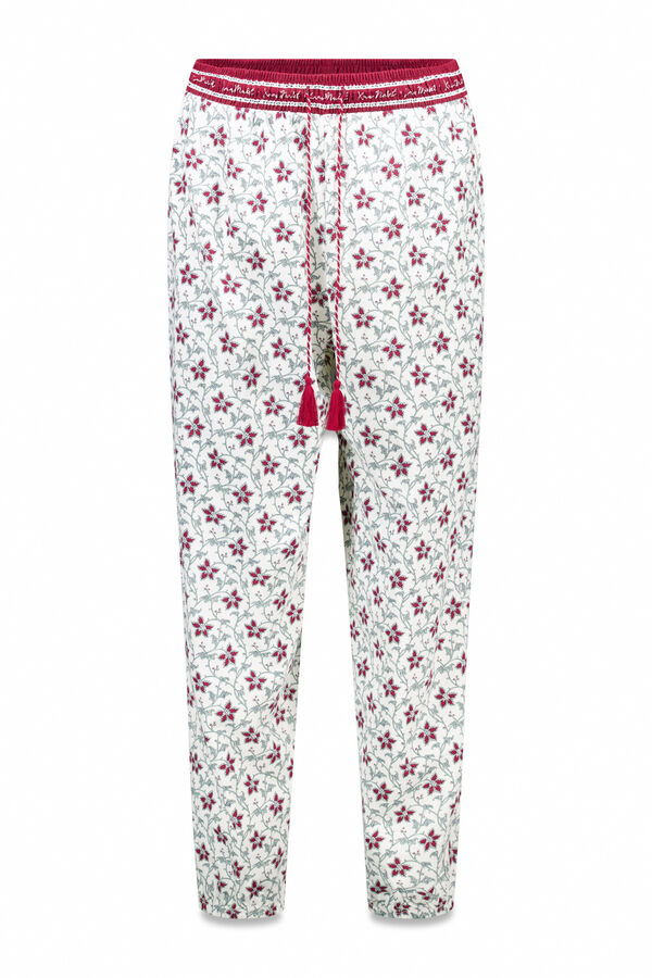 Women'secret Pantal&oacute;n largo 100% algod&oacute;n con estampado floral estampado