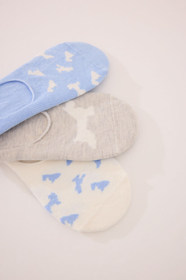 Womensecret Pack de 3 calcetines invisibles con estampado de perro estampado