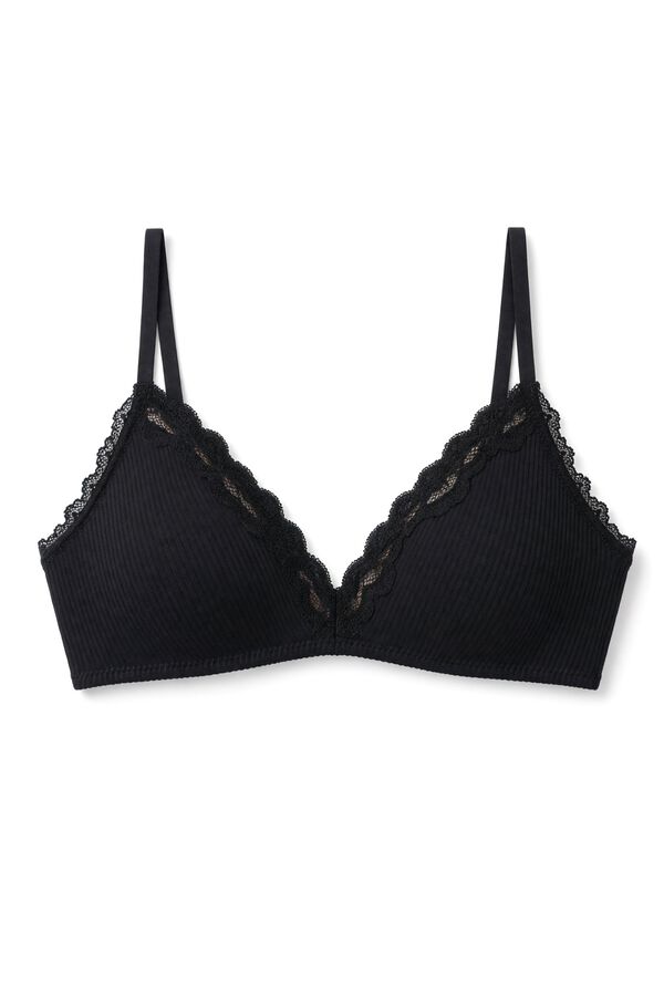 Women'secret Brasier triangular de algod&oacute;n negro NATURAL negro