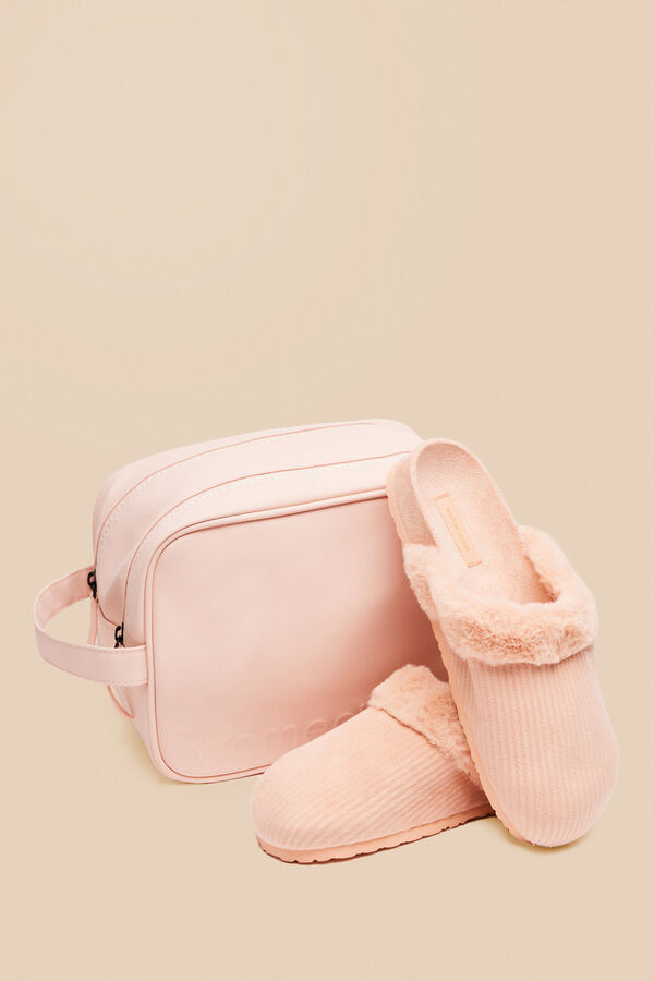Womensecret Pantuflas estilo zueco de pana café rosa
