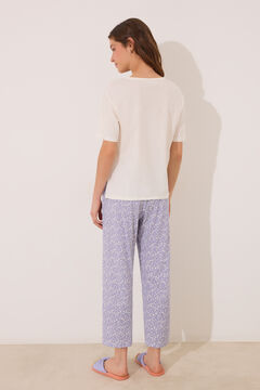 Womensecret Pijama capri 100% algodón flores blancas marfil