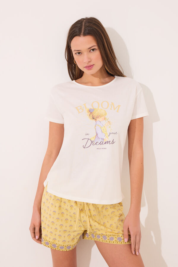 Womensecret Pijama corta 100% algodón con estampado "Holly Hobbie" marfil