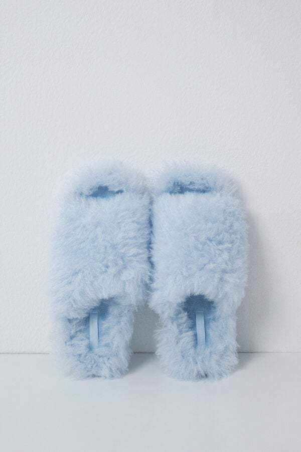 Women'secret Pantunflas de peluche azul azul