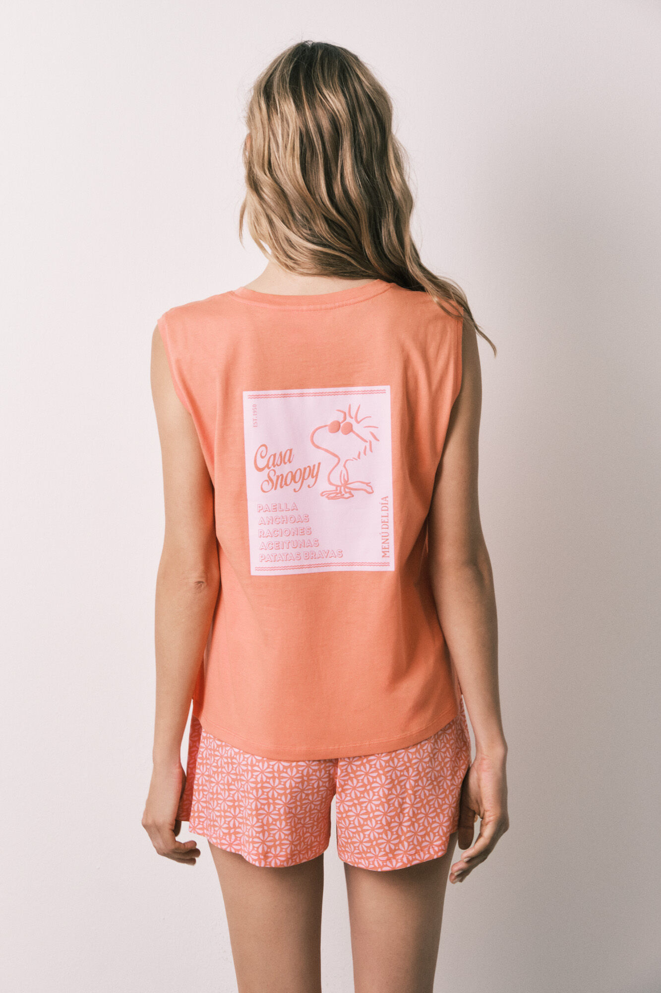 Women'secret Pijama corta de algod&oacute;n Woodstock naranja