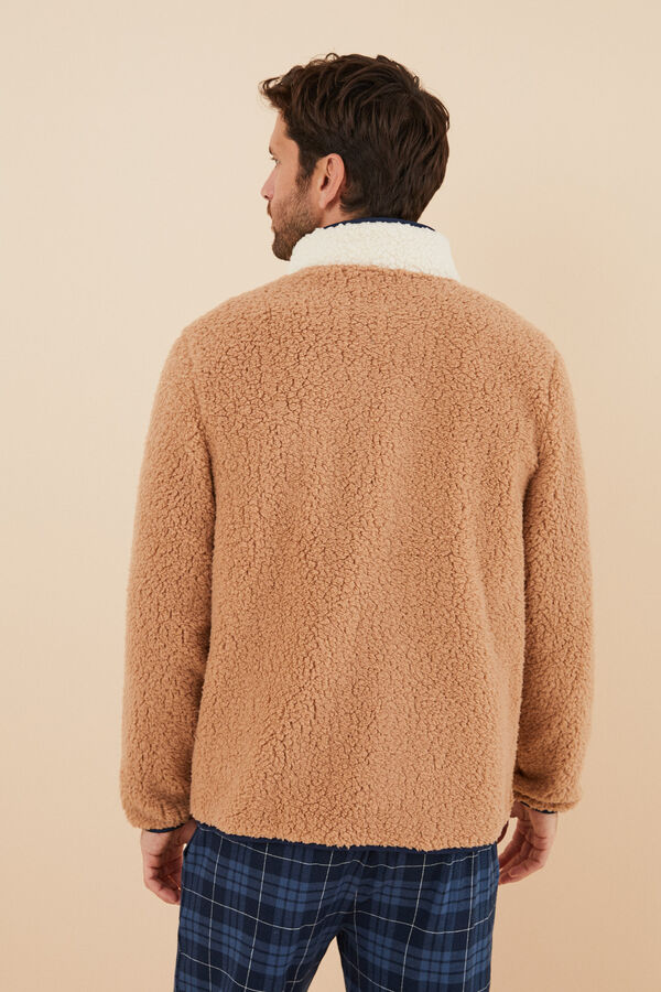 Women'secret Bata corta hombre borreguito. café