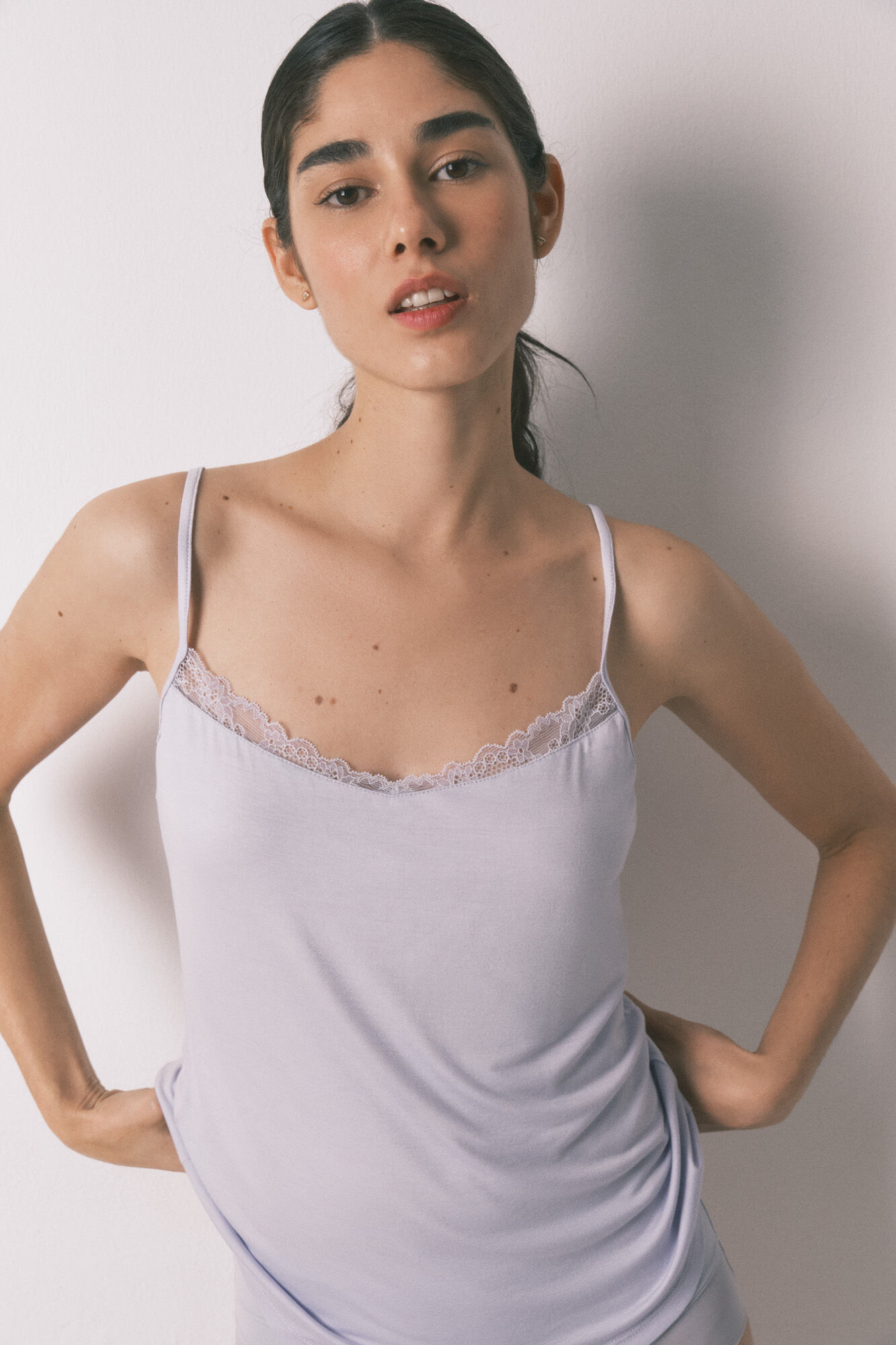 Women'secret Playera de tirantes de tejido s&uacute;per suave azul