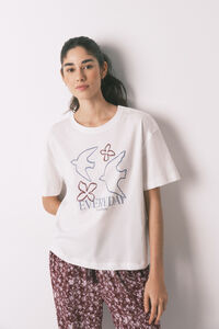 Women'secret Playera manga corta de 100% algod&oacute;n blanca