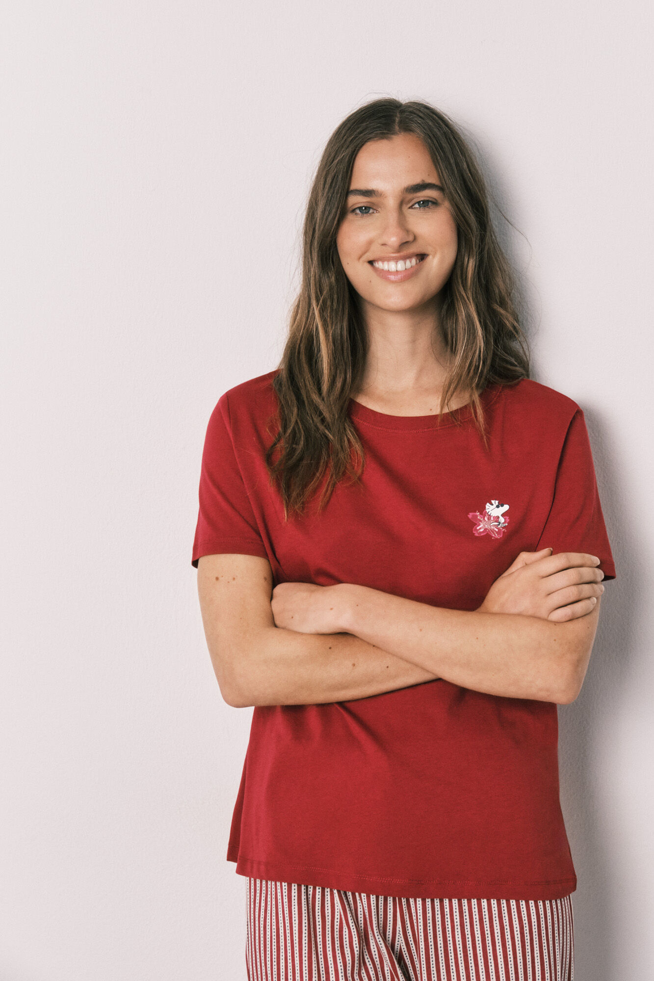 Women'secret Pijama capri de algod&oacute;n a rayas Snoopy