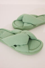 Womensecret Zapatillas abiertas con diseño de gofre verde verde